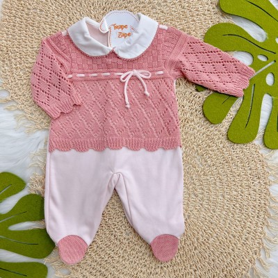 Macacão de Tricot Renda - Rose